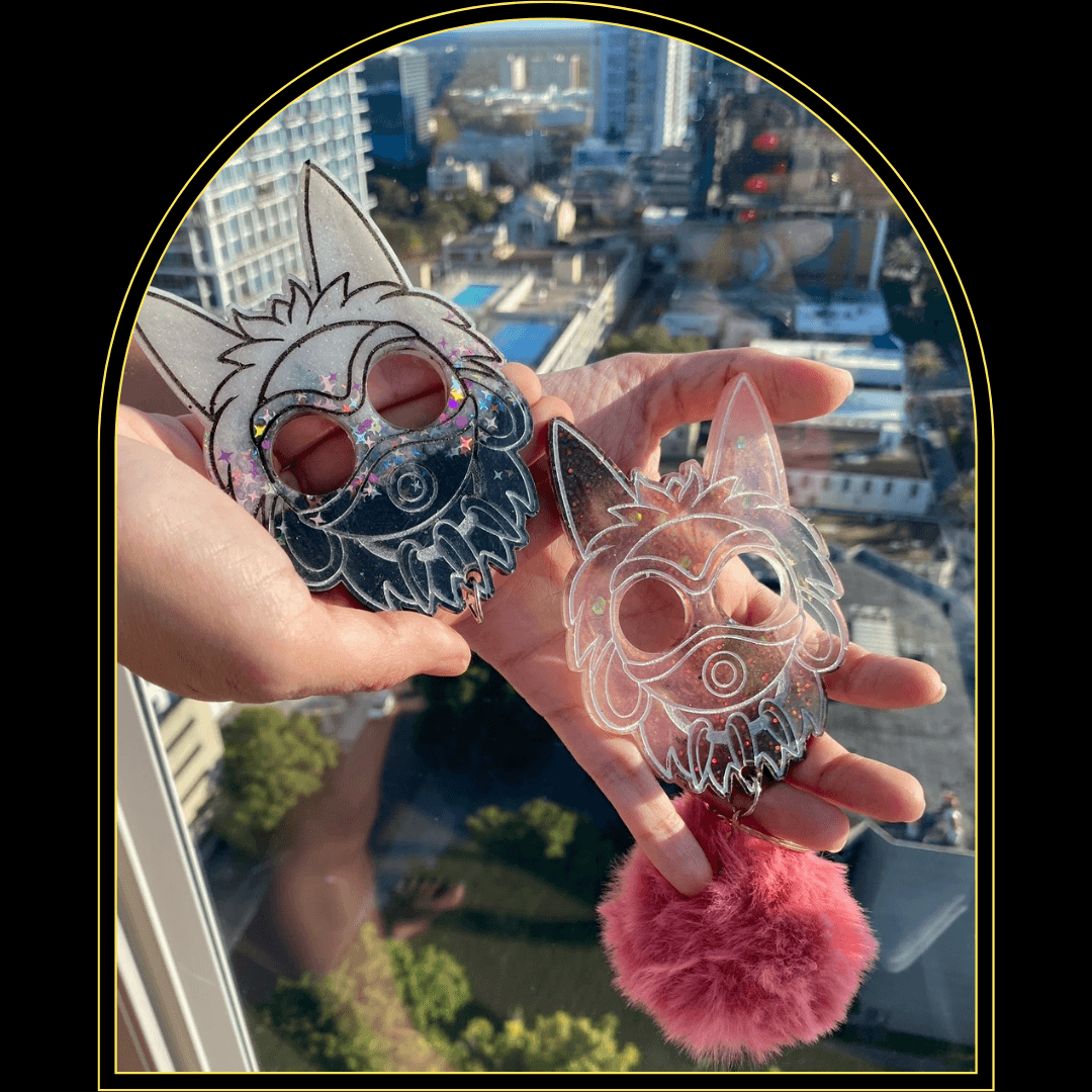 Mononoke-Spirit MaskThis is a fully customizable item. Meaning you select the resin colors and puff colors.This item is custom crafted and will be 100% unique to you. The colors below aWitchin Waifu