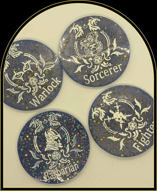 DND Class CoasterLevel up your home decor with these bold and daring DND Class Coasters. Featuring all your favorite classes, they'll bring your walls to life and inspire your inner Witchin Waifu