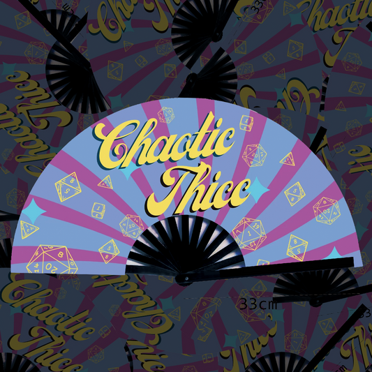 Chaotic Thicc DnD  13" Silk and Bamboo Fan