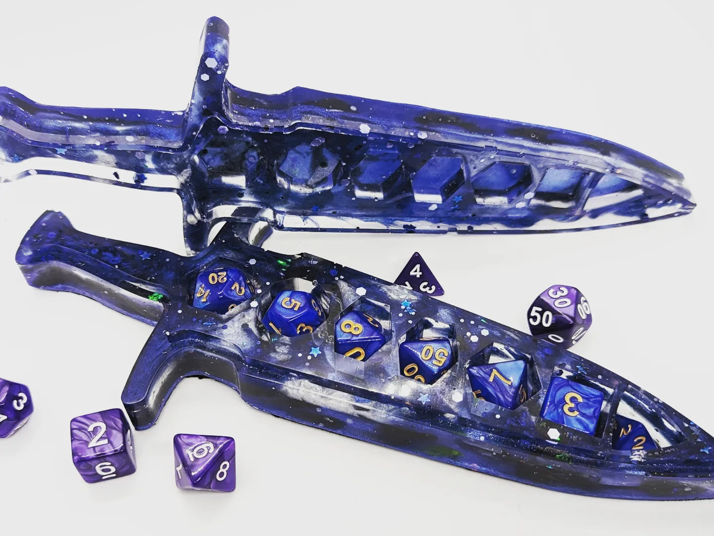 Dice Holder DaggerROLLIN! ROLLIN! ROLLIN ON THE RIVER! Or rather rolling at your DM table... with these custom ordered dice holder daggers. This sharp stabby comes complete with balanWitchin Waifu
