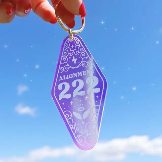 Angel Number Hotel KeychainUnlock your luck with an Angel Number Hotel Keychain! With an iridescent beaded loop and five unique angel numbers to choose from - 1111, 222, 444, 777, and 888 - thWitchin Waifu